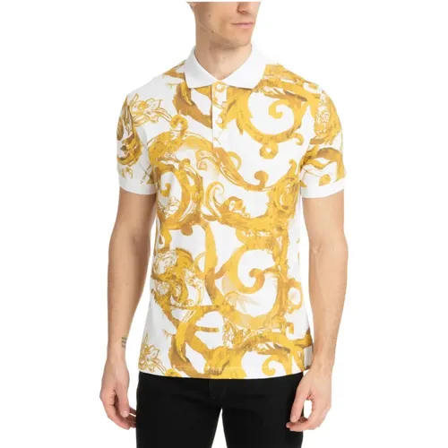 Polo Shirts, male, , Size: 3XL Abstract Watercolour Polo Shirt - Versace Jeans Couture - Modalova