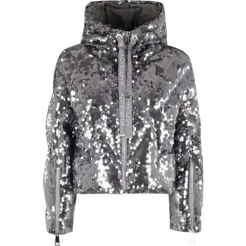 Winter Jackets, female, , Size: S Sequin Milano Jacket with Zipper Closure - Khrisjoy - Modalova