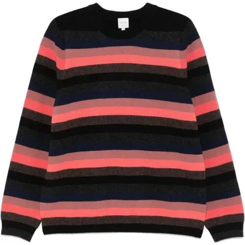 Round-neck Knitwear, male, , Size: M Striped Lambswool Crew Neck Sweater - Paul Smith - Modalova