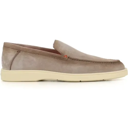 Grey Suede Moccasin Sandals , male, Sizes: 10 UK, 9 UK, 6 UK, 8 1/2 UK, 8 UK, 7 1/2 UK - Santoni - Modalova