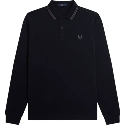 Polo Shirts, male, , Size: S Long Sleeve Polo with Double Stripe - Fred Perry - Modalova