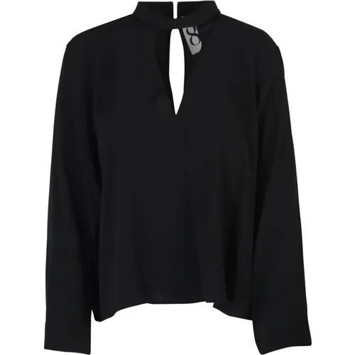 Crepe Blouse with V-Neck and Button , female, Sizes: M, S - 8pm - Modalova