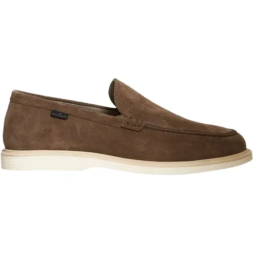 Beige Wildleder Loafer Schuhe , Herren, Größe: 45 EU - Hogan - Modalova