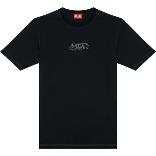 Logo-Print-T-Shirt aus merzerisierter Baumwolle , Herren, Größe: M - Diesel - Modalova