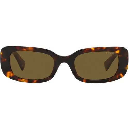 Trendy Rectangular Sunglasses with Havana-Honey Frame , female, Sizes: 51 MM - Miu Miu - Modalova