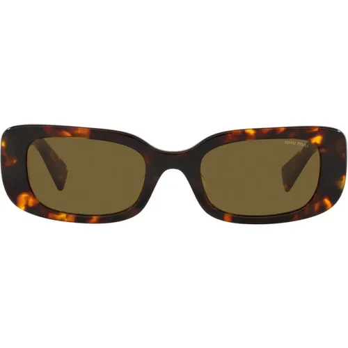 Trendy Rectangular Sunglasses with Havana-Honey Frame , female, Sizes: 53 MM - Miu Miu - Modalova