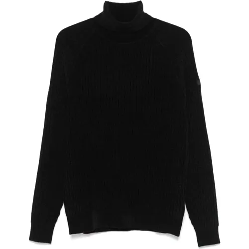 Schwarzer Samt Rollkragenpullover - RRD - Modalova