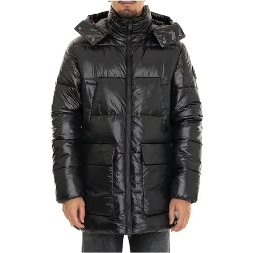 Parkas, male, , Size: S Glossy Christian Coat with Removable Hood - Save The Duck - Modalova