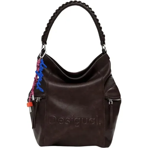 Handbags, female, , Size: ONE SIZE Women Backpack with Africa-Inspired Logo - Desigual - Modalova