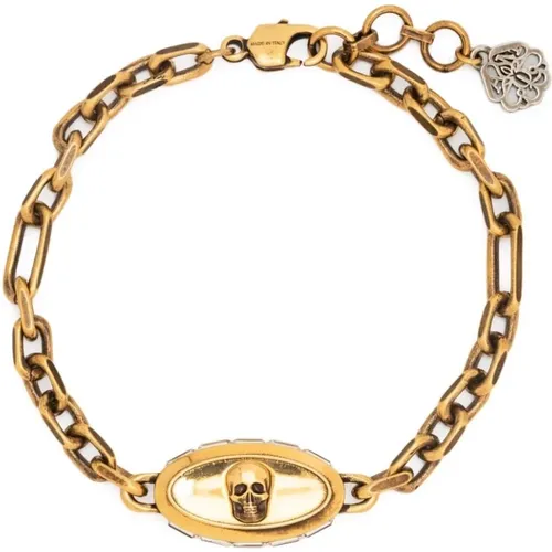 Bracelets, female, , Size: ONE SIZE Golden Skull Chain-Link Bracelet - alexander mcqueen - Modalova