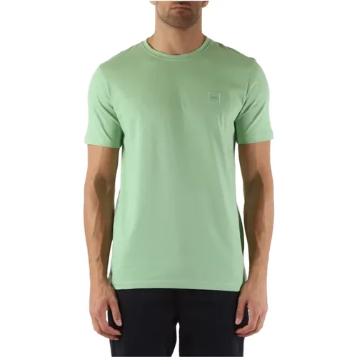 Cotton T-shirt with Front Logo Patch , male, Sizes: S, L, M - Boss - Modalova