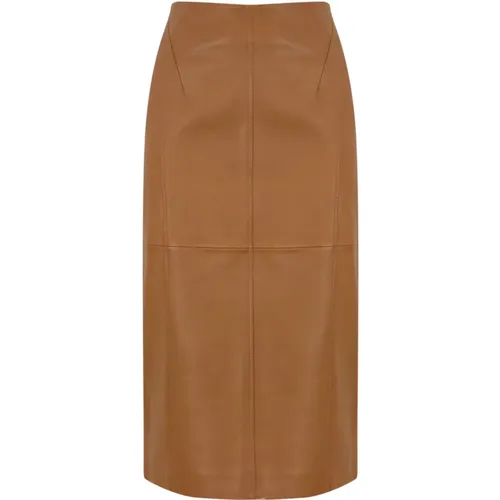 Leather Skirt with Front Slit , female, Sizes: S - Max Mara Studio - Modalova