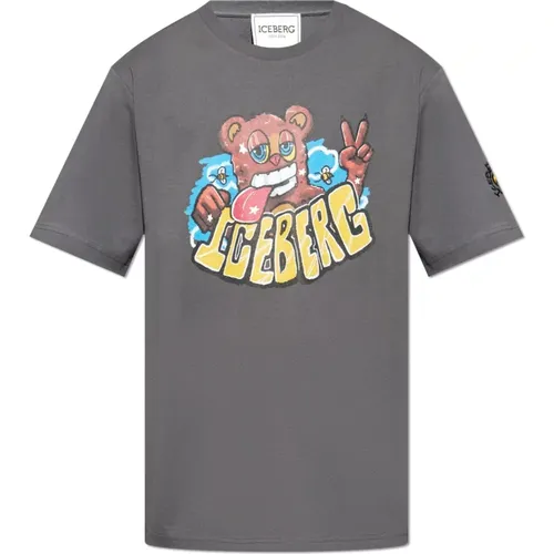 T-Shirt mit Druck , Herren, Größe: M - Iceberg - Modalova