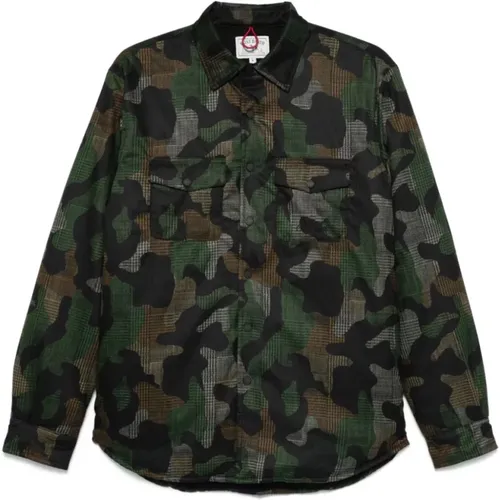 Camouflage-Rippjacke in Grün , Herren, Größe: XL - MC2 Saint Barth - Modalova