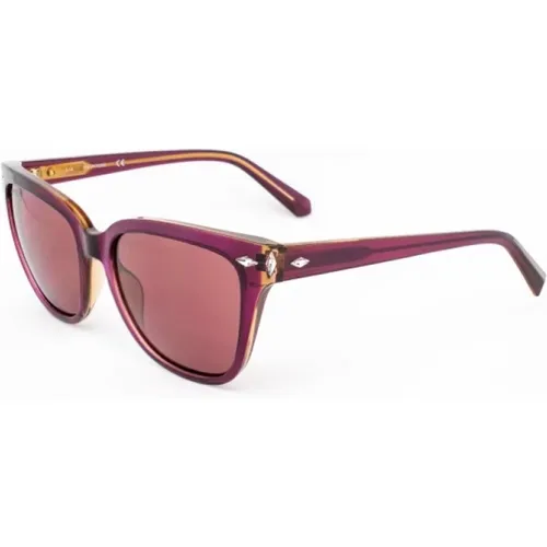 Sunglasses, female, , Size: ONE SIZE Burgundy Plastic Sunglasses for Women - Swarovski - Modalova