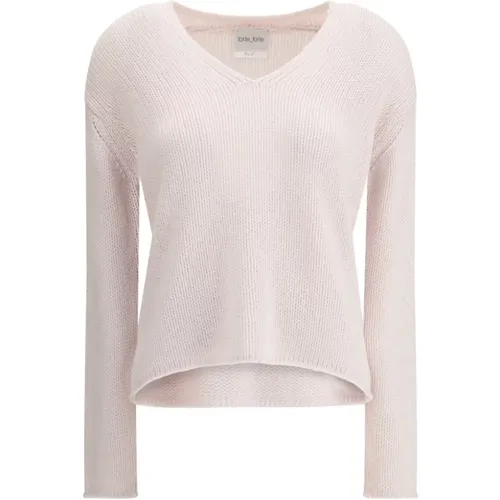 V-neck Knitwear, female, , Size: S Chunky Knit V-Neck Sweater - Forte Forte - Modalova