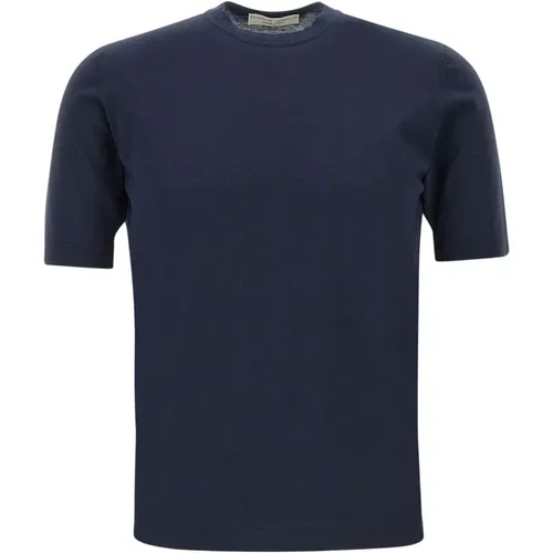 Navy Baumwoll-T-Shirt für Männer - Filippo De Laurentiis - Modalova