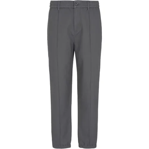 Chinos, male, , Size: W28 Grey Trousers with Tone-on-tone Stitching - Armani Exchange - Modalova