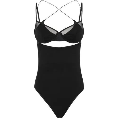 Schwarzer Twist Monokini Badeanzug , Damen, Größe: L - Me-Fui - Modalova