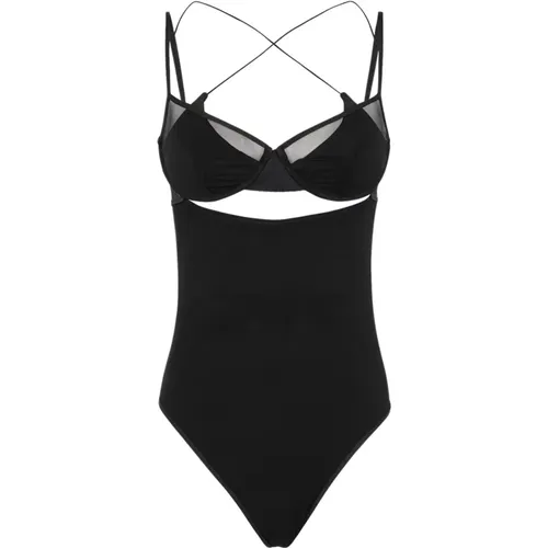 Schwarzer Twist Monokini Badeanzug , Damen, Größe: M - Me-Fui - Modalova