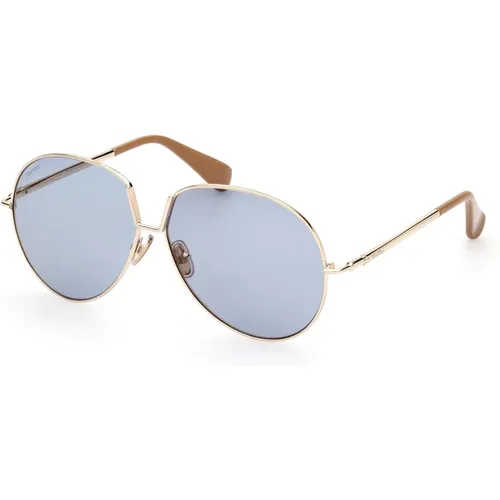 Damen Metall Sonnenbrille mit himmelblauen Gläsern , Damen, Größe: 60 MM - Max Mara - Modalova