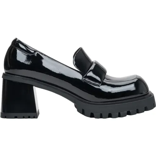 Damen Schwarze Absatz-Loafer aus Patent Echtem Leder Er00113587 - Estro - Modalova