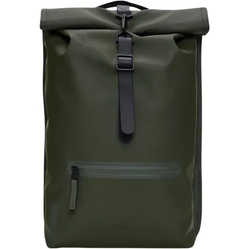 Grüner Rolltop Rucksack Wasserdichter Rucksack - Rains - Modalova