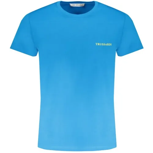 Blau Print Logo T-Shirt , Herren, Größe: M - Trussardi - Modalova