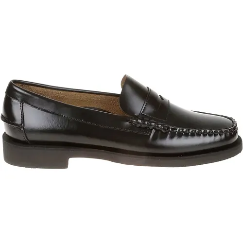 Schwarze flache Schuhe mit Moc Pelle F.do Gomma , Herren, Größe: 41 1/2 EU - Sebago - Modalova