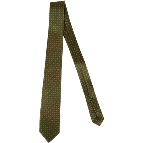 Ties, male, , Size: ONE SIZE Patterned Green Silk Tie - Errico Formicola - Modalova