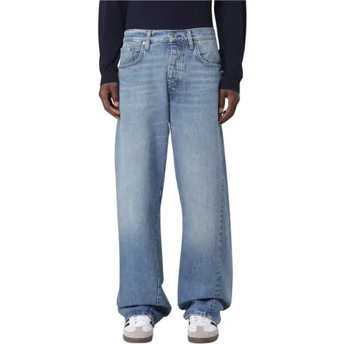 Wide Jeans, male, , Size: W33 Vintage Wash Wide Leg Jeans - Sunflower - Modalova