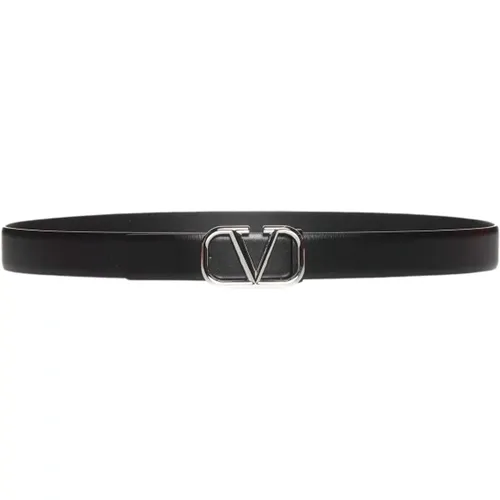 Leather Belt with VLogo Buckle , male, Sizes: 100 CM, 90 CM, 95 CM - Valentino Garavani - Modalova
