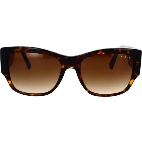 Quadratische Sonnenbrille in Dunkel Havana mit braunen Verlaufsgläsern , Damen, Größe: 54 MM - Vogue - Modalova