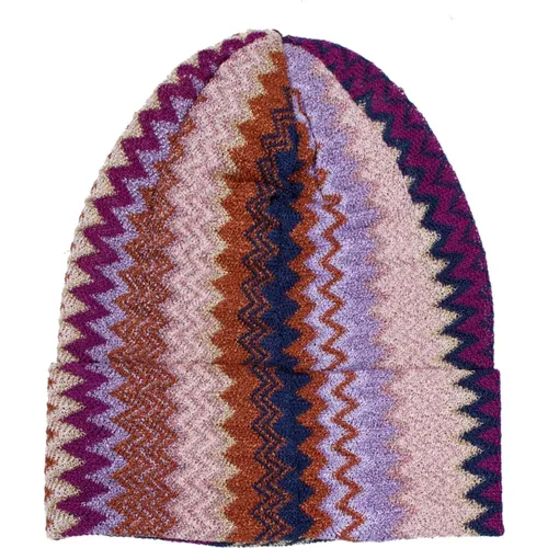 Beanies, female, , Size: ONE SIZE Zig Zag Viscose Lurex Beanie - Missoni - Modalova