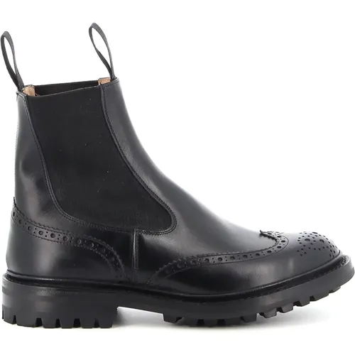 Leather Chelsea Boot with Brogue Detail , male, Sizes: 5 UK - Tricker's - Modalova