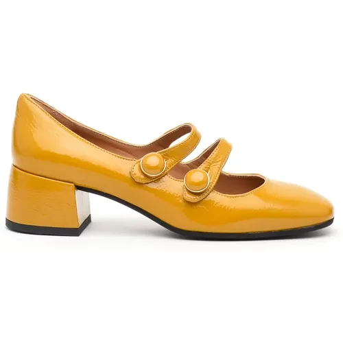 Pumps, female, , Size: 9 US Mustard Patent Decolté Heels - Roberto Festa - Modalova