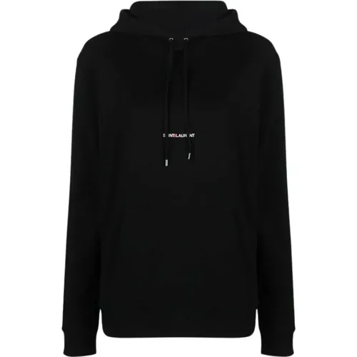 Schwarzer Rive Gauche Hoodie mit Logo , Damen, Größe: M - Saint Laurent - Modalova