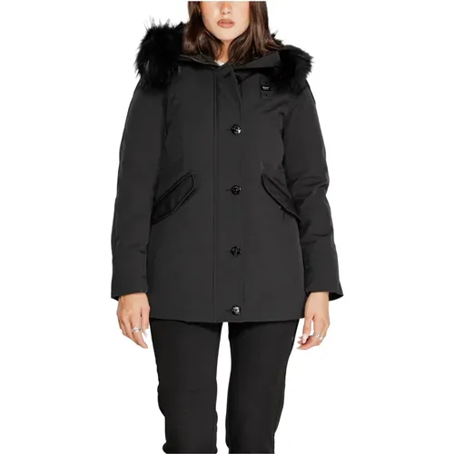 Schwarze Reißverschluss-Kapuzenjacke Frauen Herbst/Winter , Damen, Größe: L - Blauer - Modalova