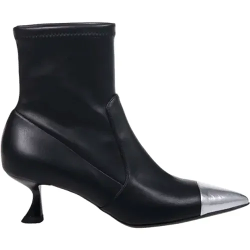 Eco-Leder Celin5 Stiefel in Schwarz/Silber , Damen, Größe: 37 1/2 EU - Sergio Levantesi - Modalova