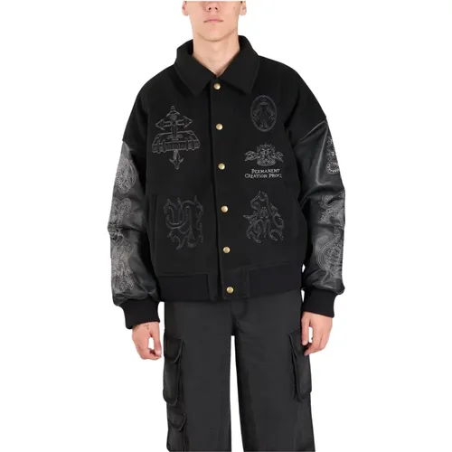 Bomber Jackets, male, , Size: L Stylish Bomber Jacket with Patches - Untitled Artworks - Modalova