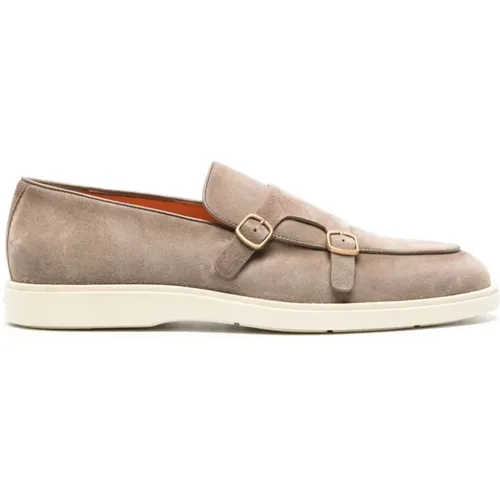 Flat shoes Grey , male, Sizes: 10 UK, 6 1/2 UK - Santoni - Modalova