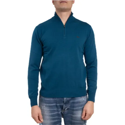 Half Zip Sweater with Embroidered Dachshund , male, Sizes: 4XL - Harmont & Blaine - Modalova