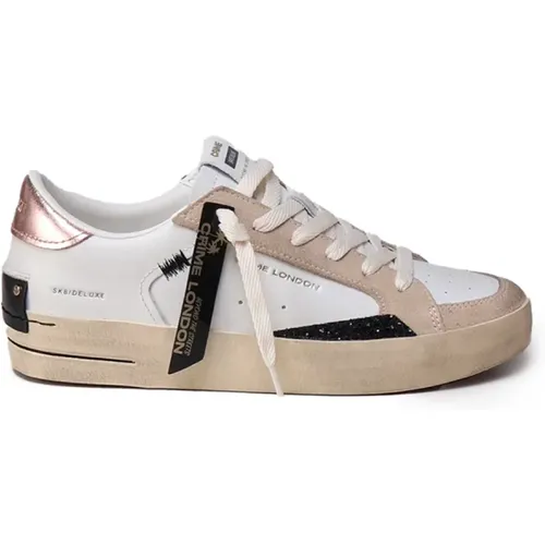 Leder Sneakers mit Kontrastferse , Damen, Größe: 37 EU - Crime London - Modalova