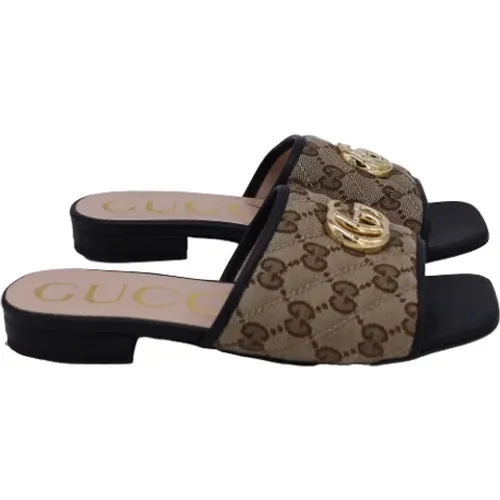 Pre-owned Flats, female, , Size: 6 US Pre-owned Canvas sandals - Gucci Vintage - Modalova