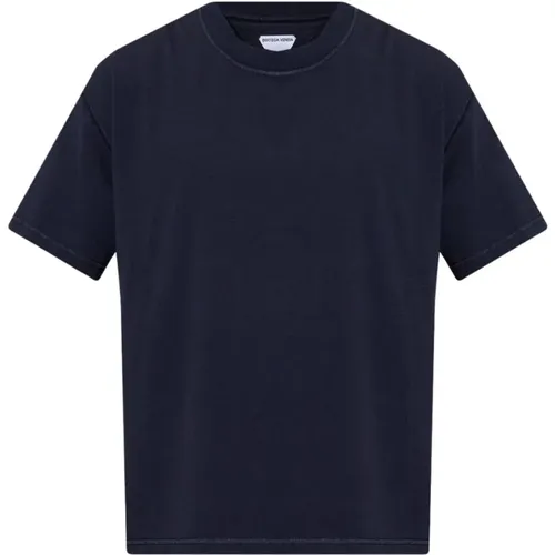 Navyblaues Baumwoll-Crewneck-T-Shirt , Herren, Größe: L - Bottega Veneta - Modalova