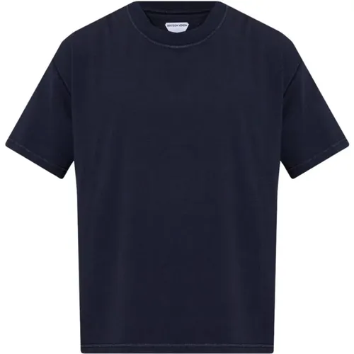 Navyblaues Baumwoll-Crewneck-T-Shirt , Herren, Größe: S - Bottega Veneta - Modalova