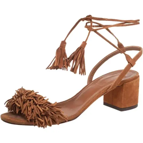 Pre-owned Sandals, female, , Size: 6 US Pre-owned Suede sandals - Aquazzura Pre-owned - Modalova