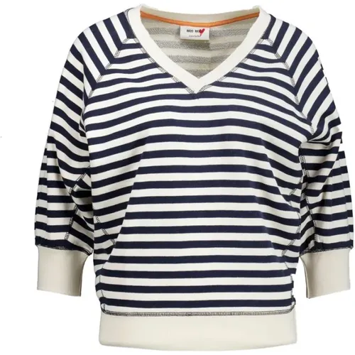 Elegant Striped Sweatshirt in Dark , female, Sizes: XS - MOS MOSH - Modalova