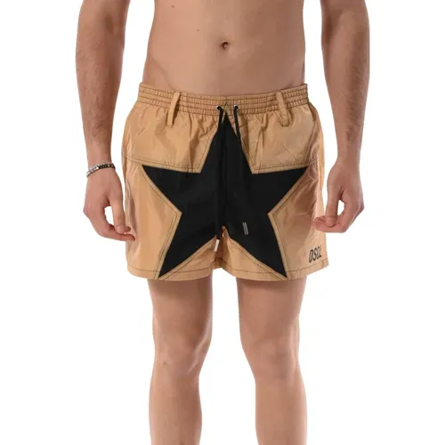 Beachwear, male, , Size: L Boxer Shorts with Star Insert - Dsquared2 - Modalova