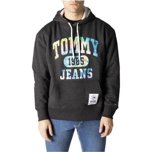 Hoodies, male, , Size: XS Print Hooded Sweatshirt - Tommy Jeans - Modalova